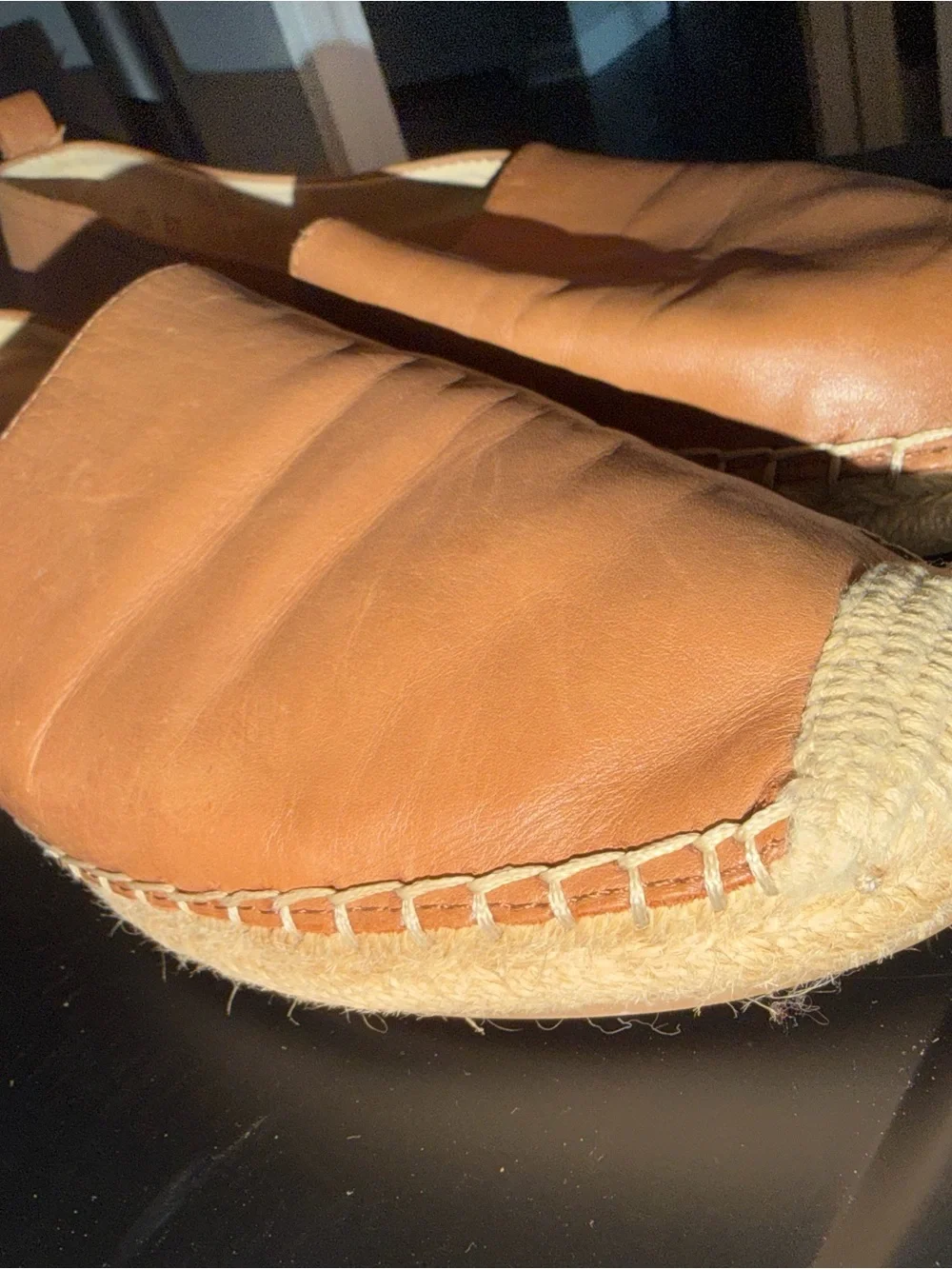 Sam Edelman Tan Leather Espadrille Slip-Ons